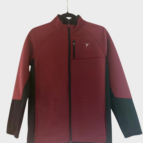 Old Navy Youth Kid US 14-16 Burgundy Black Full-Zip Jacket Back To School Fall - Picture 2 of 8